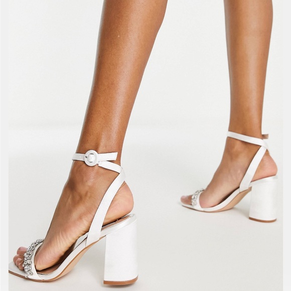 Ivory Rhinestone Embellished Block Heels - Picture 2 of 6